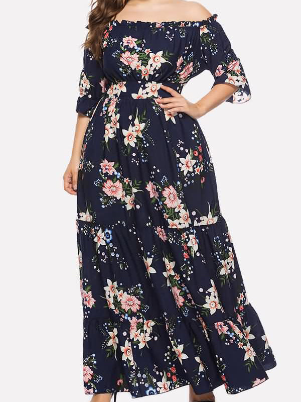 PLUS SIZE MAXI DRESS VICTORIA σκούρο μπλε