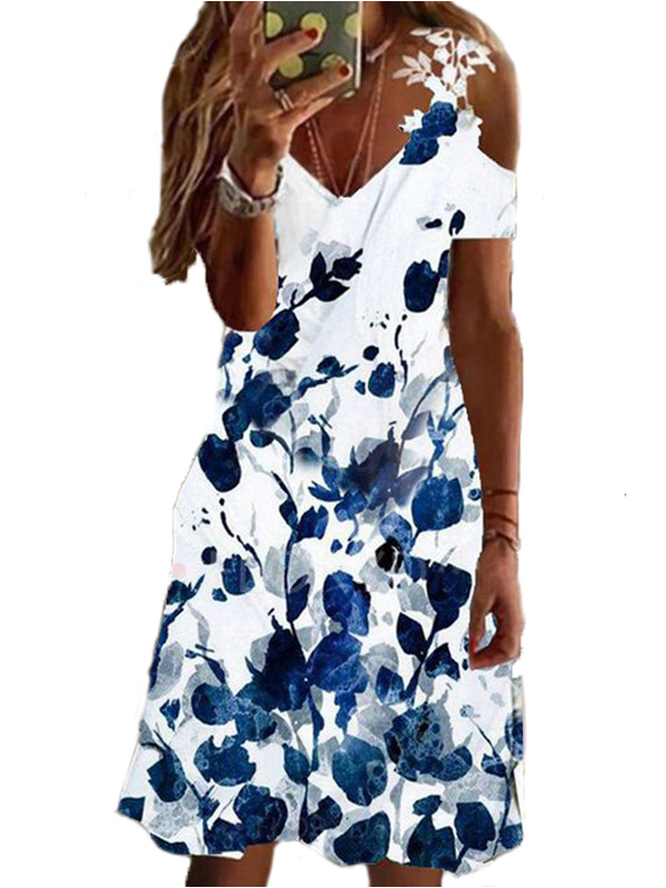 <tc>Midi φορεμα  DILLINI λευκό/μπλε</tc>
