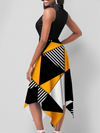 <tc>Midi φορεμα NANULI μαύρο/άσπρο/κίτρινο</tc>