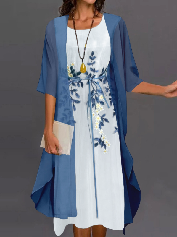<tc>Midi φορεμα  OURANIA λευκό /μπλε</tc>