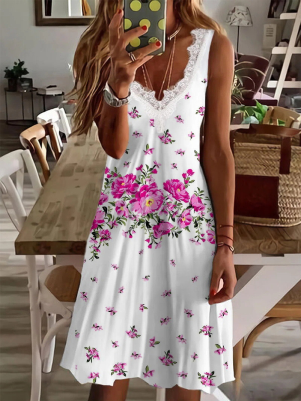 <tc>Midi φορεμα DENIELLE λευκό/ροζ</tc>