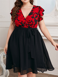 <tc>Mini φορεμα plus size ELDORIS μαύρο/κόκκινο</tc>