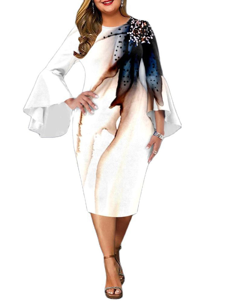 <tc>Μidi φορεμα plus size  CANDIDE λευκό</tc>