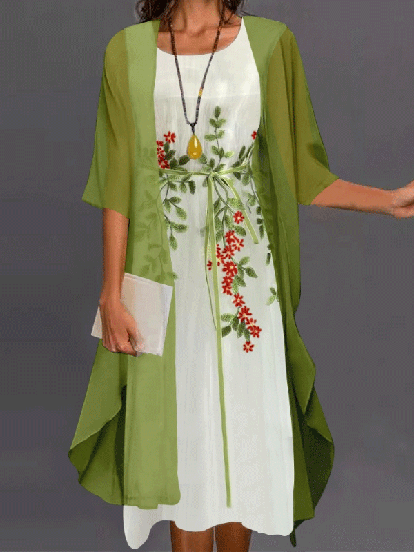 <tc>Midi φορεμα ISLEEN λευκό/ πράσινο</tc>